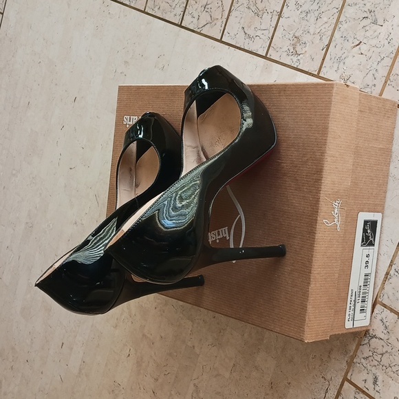 Christian Louboutin Shoes - Christian Louboutin "FLO" 120 peep toe black patent.. size 39.5